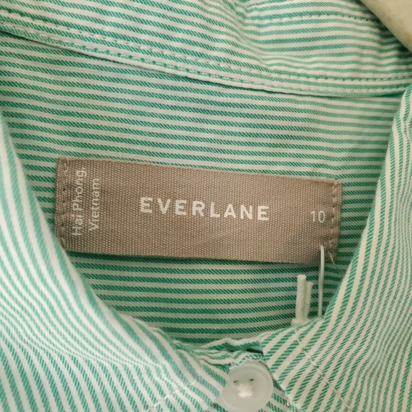 Everlane Mint Cotton Striped Cotton Button Down Shirt Top Size 10 NWT - Picture 5 of 10